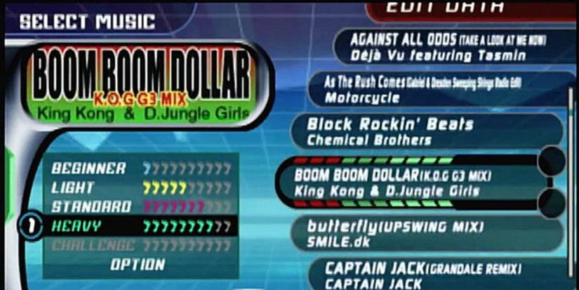 A screenshot shows the song selection screen from Dance Dance Revolution Extreme 2.