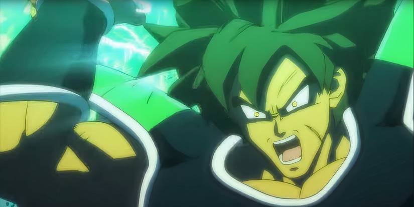Broly prepares his Planet Crusher attack in Dragon Ball Super: Broly.
