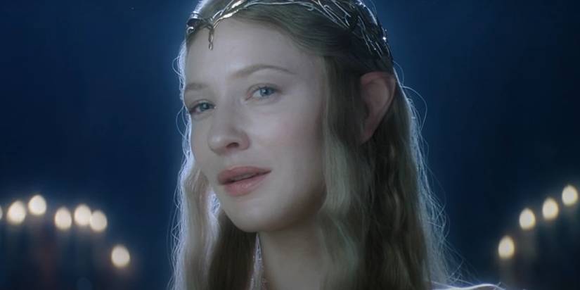 Galadriel Laterally looking at Frodo in the Lord of the Rings: The Fellowship of the Ring