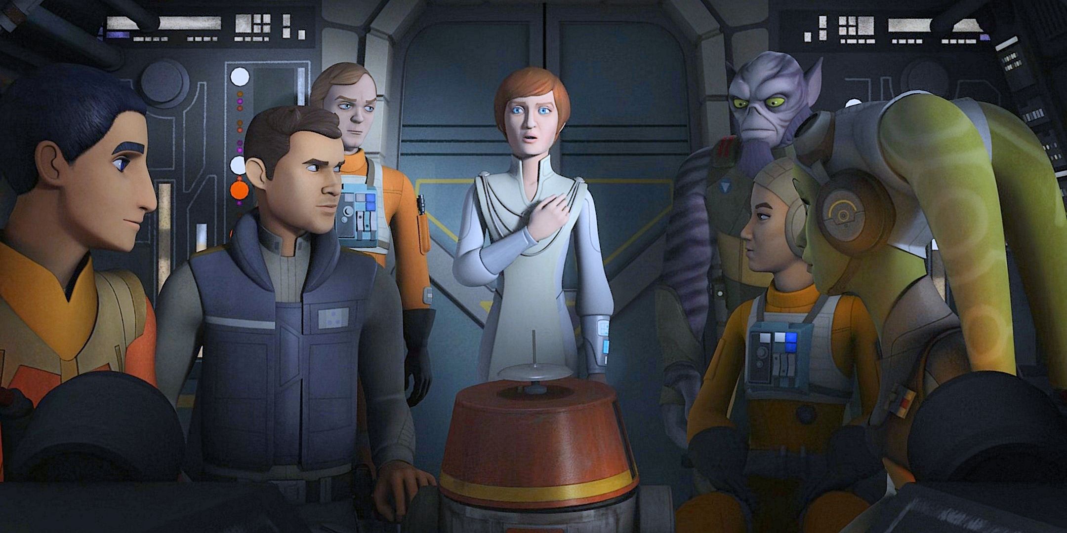 Mon Mothma in the Ghost cockpit in Star Wars Rebels