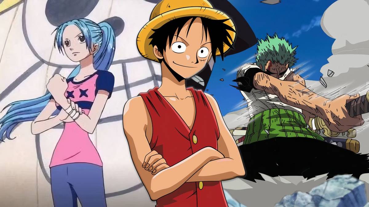 Nefertari Vivi, Monkey D. Luffy, dan Roronoa Zoro di One Piece