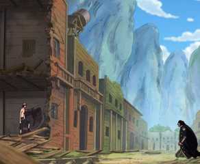 Portgas D. Ace is standing in the wreckage of a building as he prepares to fight Blackbeard in One Piece's Post-Ennies Lobby arc.