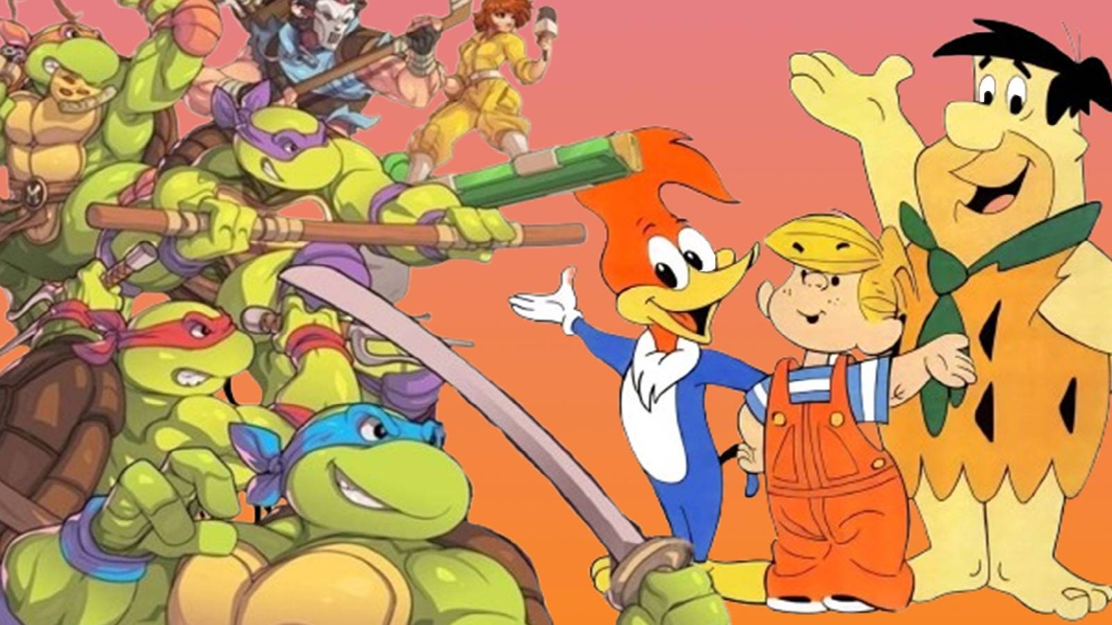Woody Woodpecker, Dennis the Menace and Fred Flintstone Went at the Turtles
