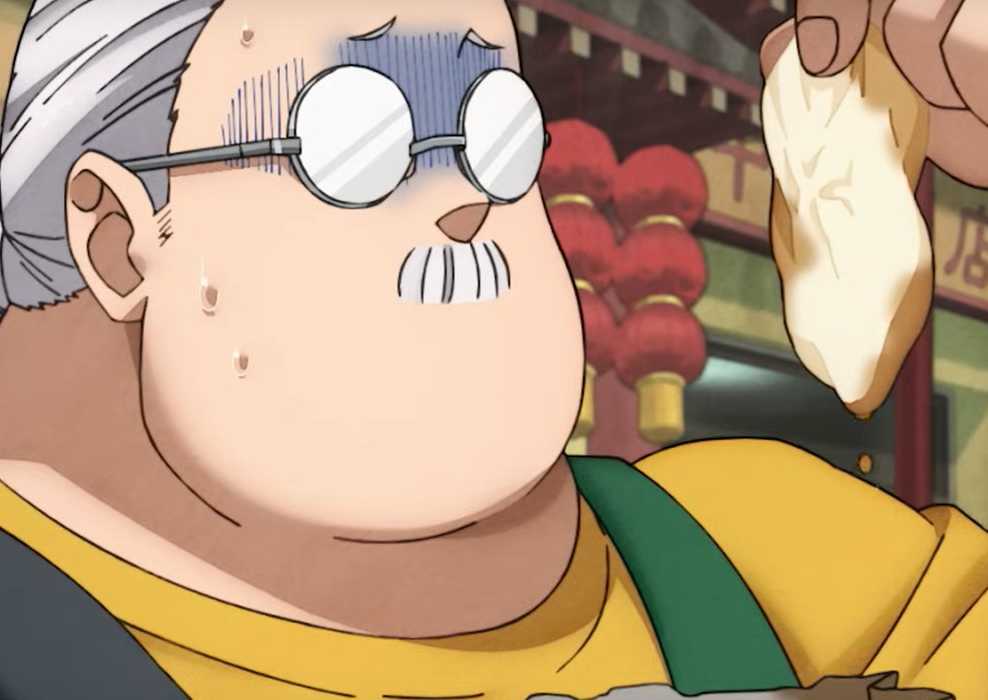 Bộ phim hoạt hình Sakamoto Days của Netflix có cảnh Sakamoto cầm bánh bao thịt với vẻ mặt buồn bã.