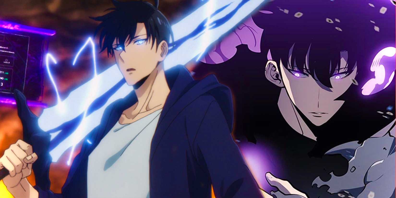 Sung Jinwoo in the Solo Leveling anime and manhwa