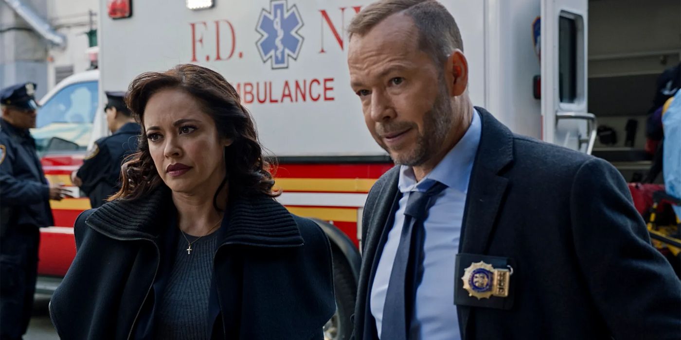 Donnie Wahlberg as Danny in Blue Bloods in front of an ambulance