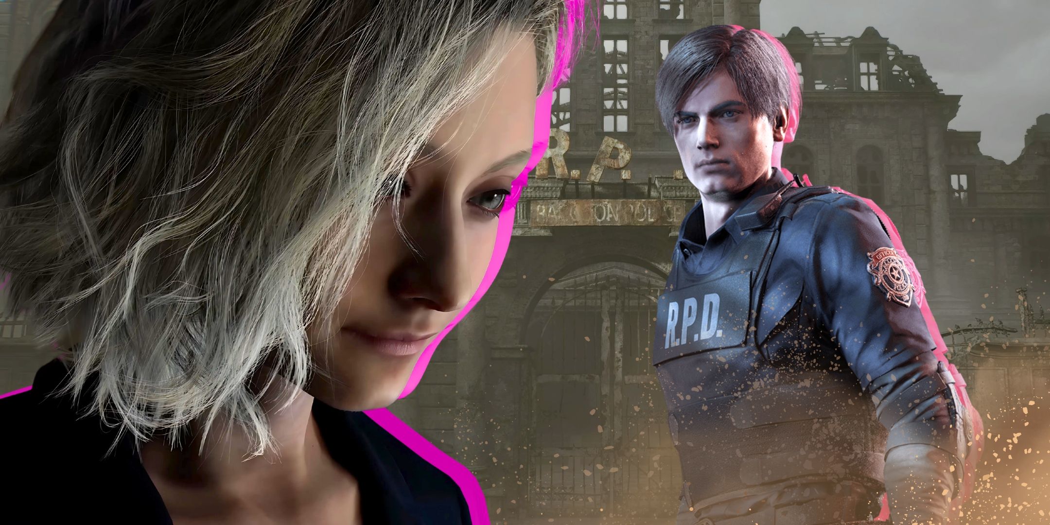 A collage featuring Resident Evil Requiem and Leon S. Kennedy
