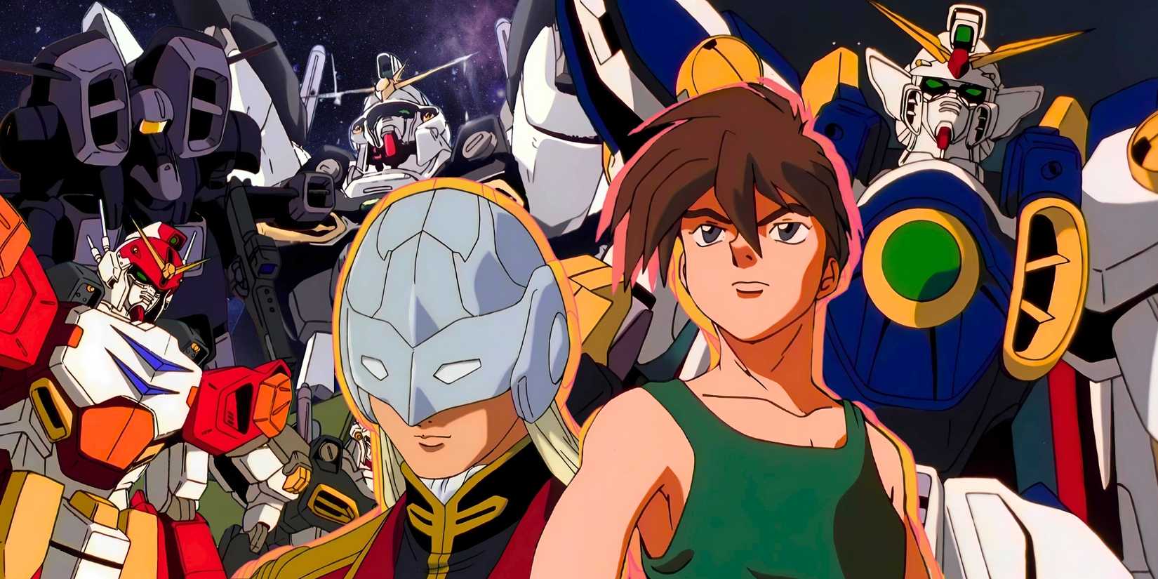 Heero Yuy and Zechs Merquise from the Gundam Wing anime series with mecha background