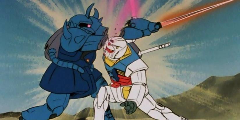 Gouf attempting to attack the Gundam in Mobile Suit Gundam