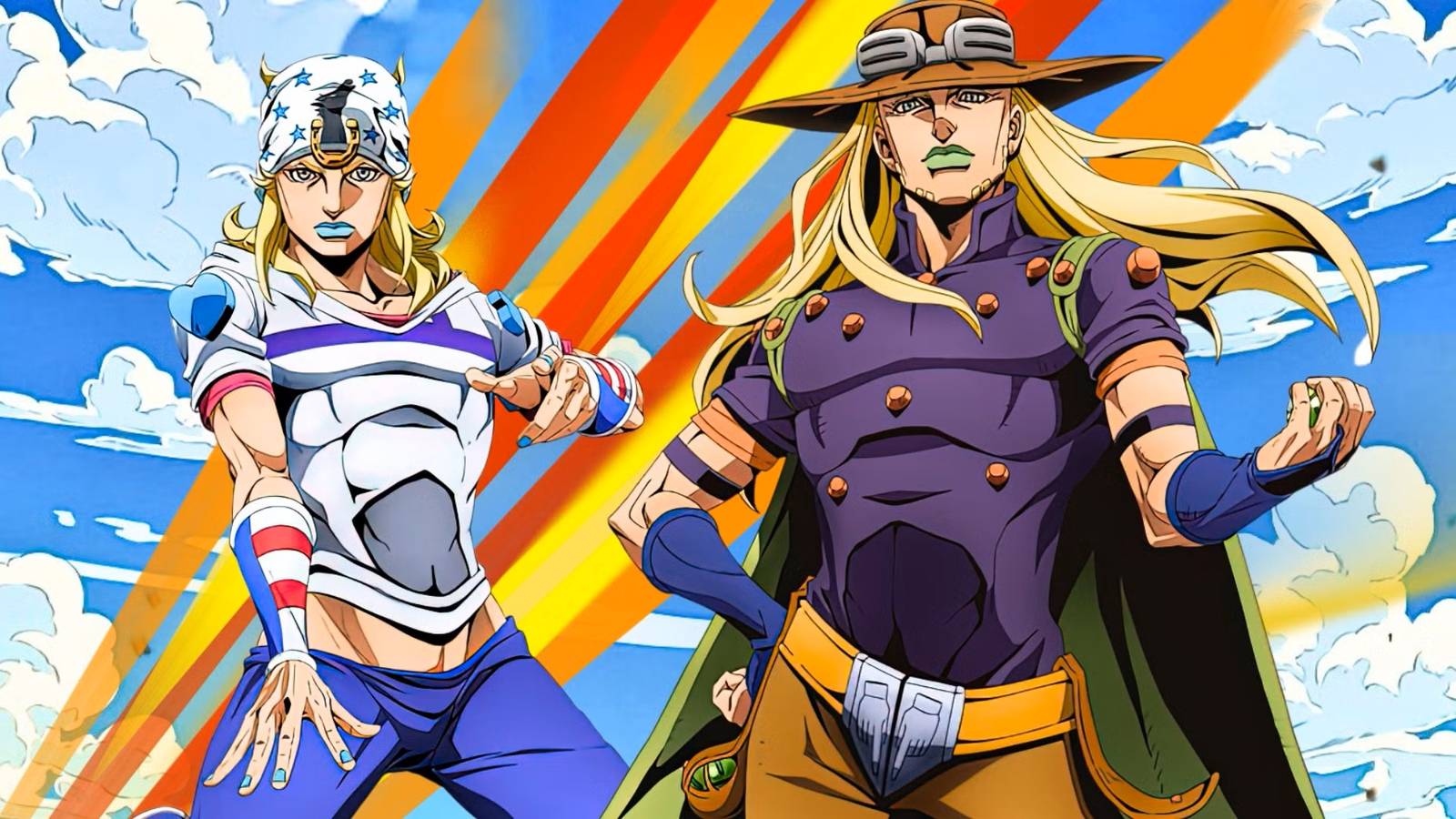 Official concept art of President Funny Valentine and D4C in Steel Ball Run 2026