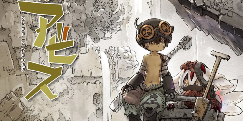 Reg and Nanachi look at each other in a cover of the Made in Abyss manga