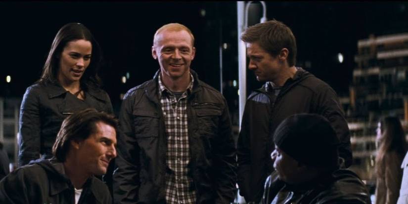 The team gather for the next mission at the end of Ghost Protocol.