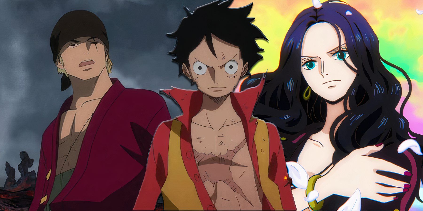 Roronoa Zoro, Monkey D. Luffy, and Nico Robin in the One Piece films