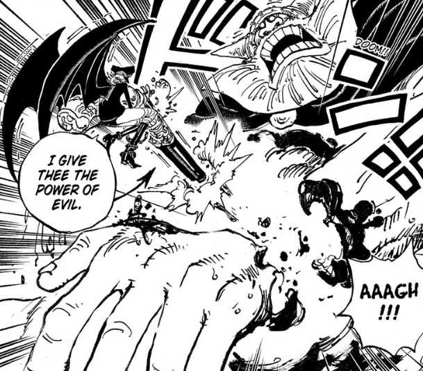 Imu shoots Brogy the Giant in One Piece Chapter 1150