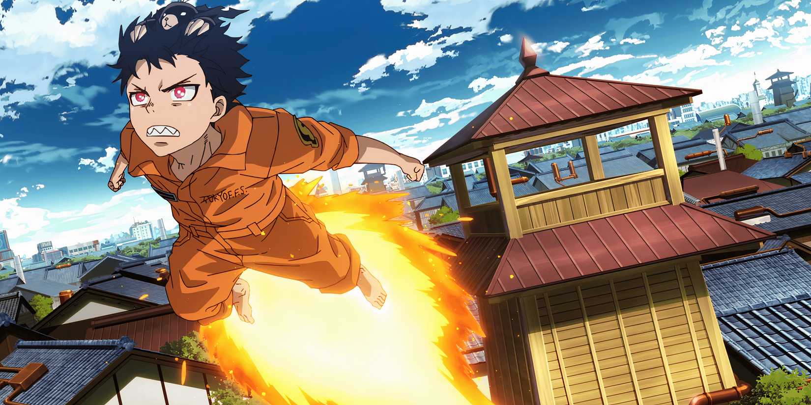 Shinra Kusakabe rushes to fight the Kaiju in Fire Force season 3, episode 11