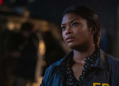 Special Agent Kristen Chazal in FBI looking serious