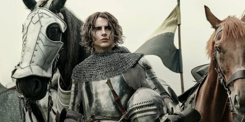 Timothee Chalamet going into battle in The King (2019) on Netflix