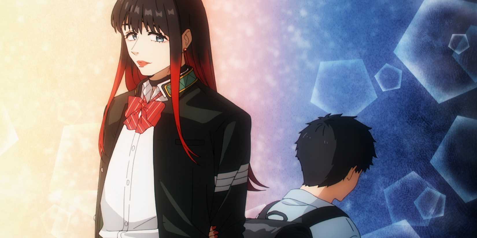 Tsubaki standing back to back with his younger self in Wind Breaker