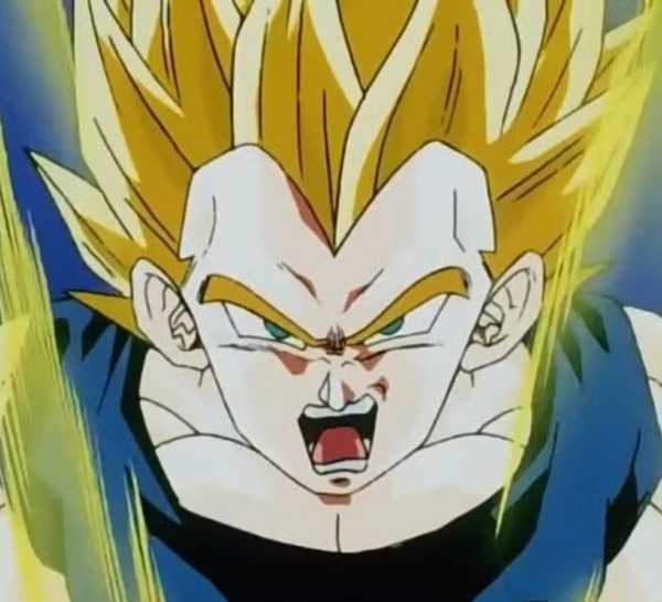 Dragon Ball Z Super Saiyajin 2 Vegeta se energiza gritando