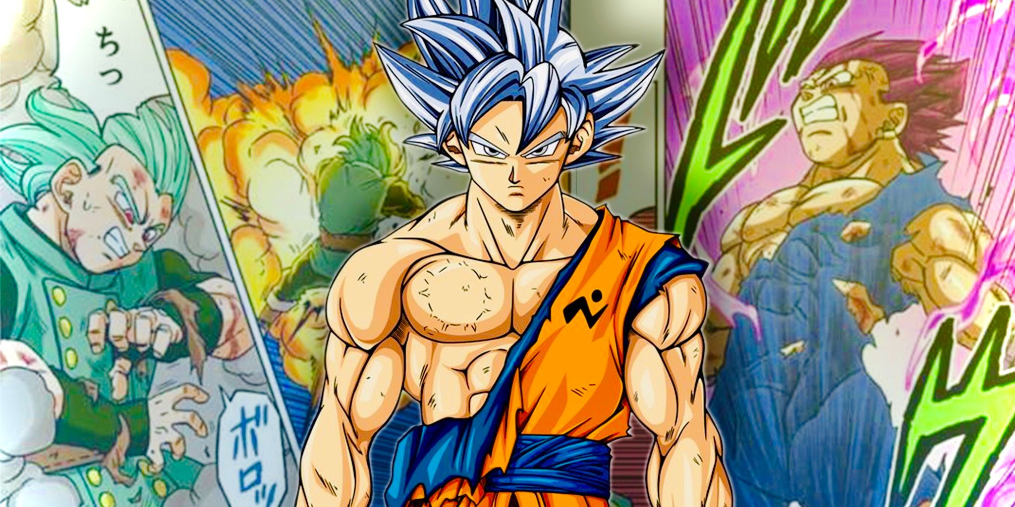 Ultra Instinct Goku with Ultra Ego Vegeta and Granolah in Dragon Ball Super manga