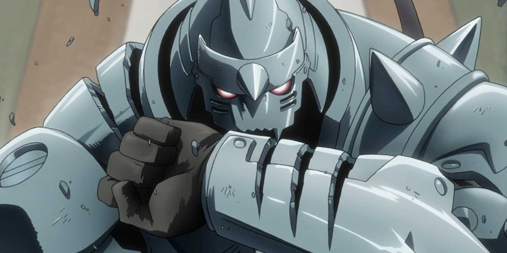 Alphonse Elric memiliki armor yang rusak di anime Fullmetal Alchemist: Brotherhood