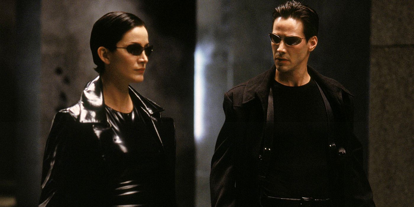 Carrie-Anne Moss sebagai Trinity dan Keanu Reeves sebagai Neo di The Matrix 1999