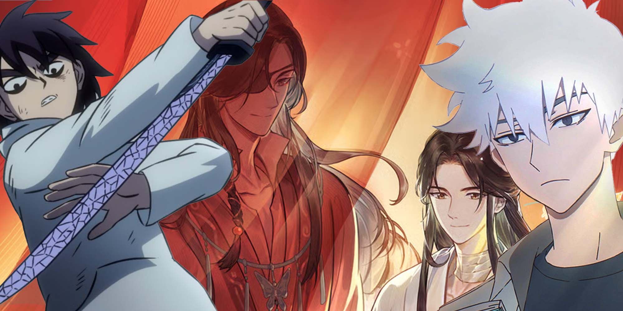 Donghua collage featuring Scissor Seven, Heaven Official's Blessing and Link Click