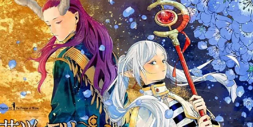 Frieren and Macht stand back-to-back in Frieren Manga Golden Land Arc