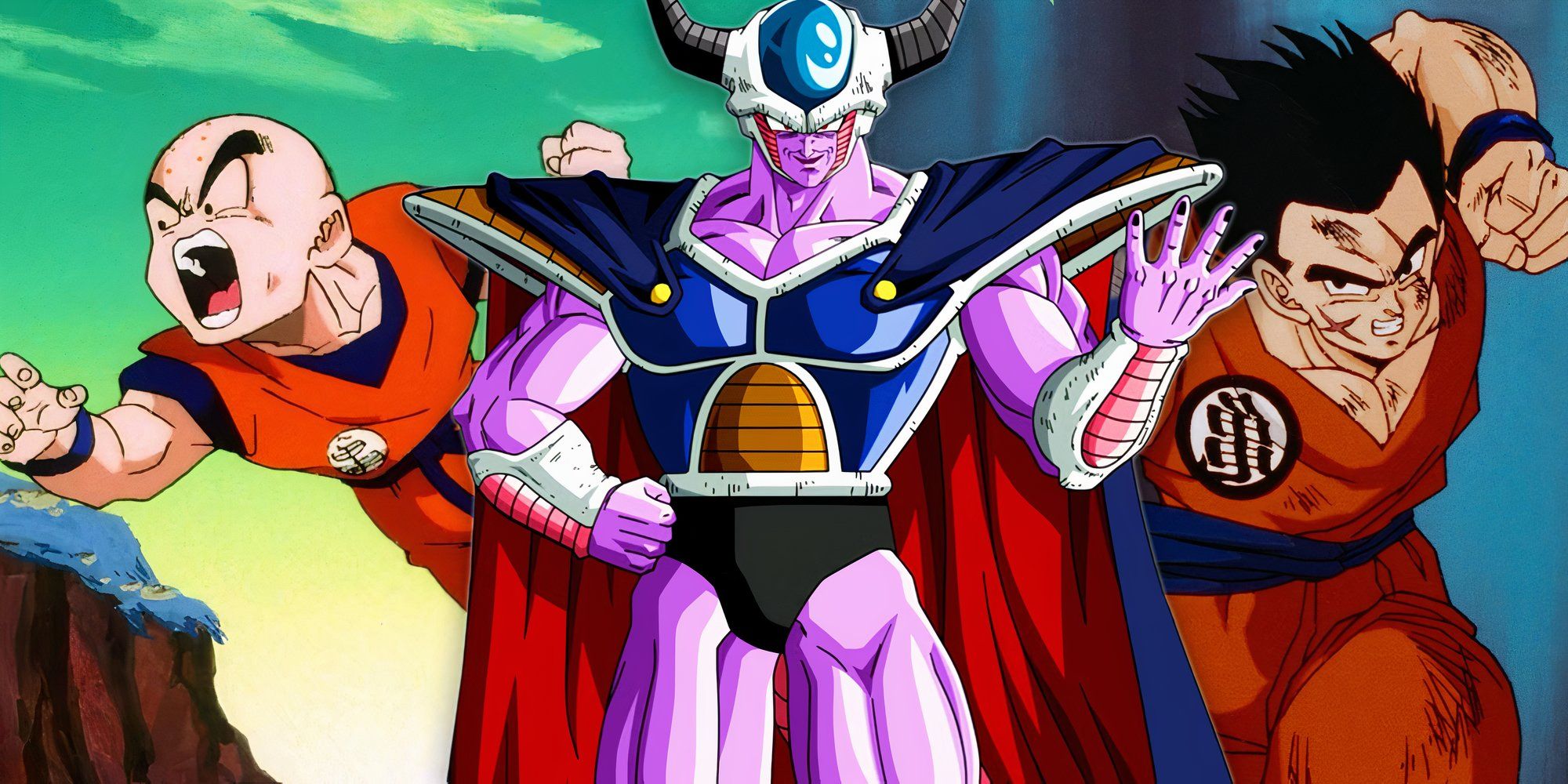 Krillin, King Cold, and Yamcha in Dragon Ball Z
