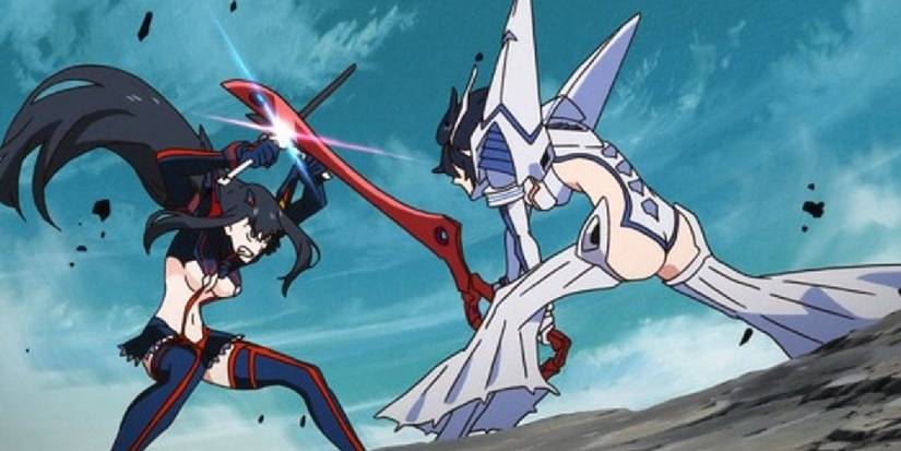 Ryuko Matoi and Satsuki Kiryuin face arms in Kill la Kill.