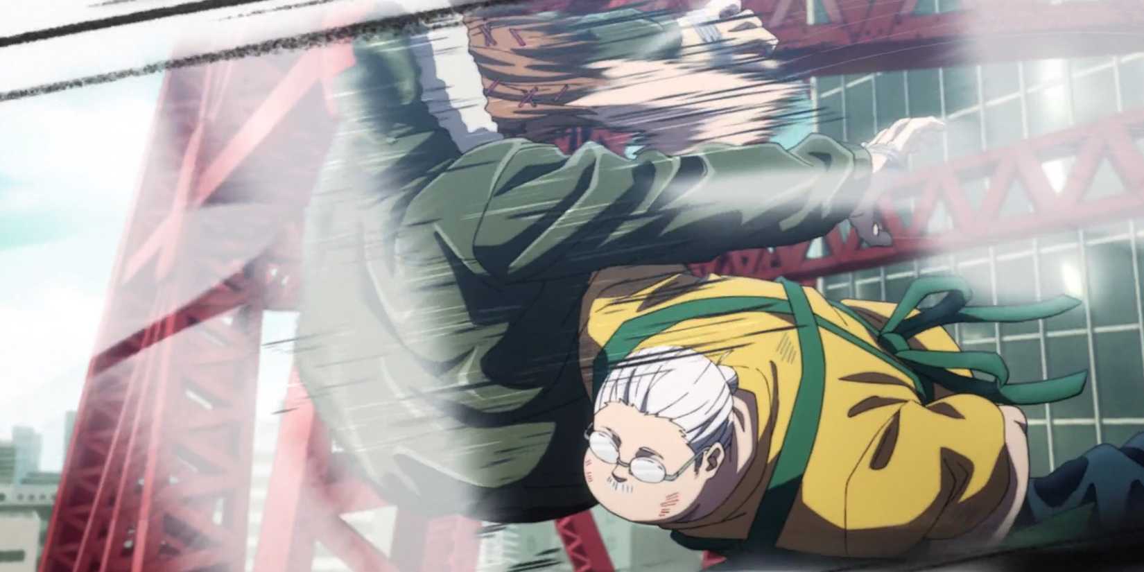 Sakamoto lands a massive punch on Apart and sends him flying in Sakamoto Days.