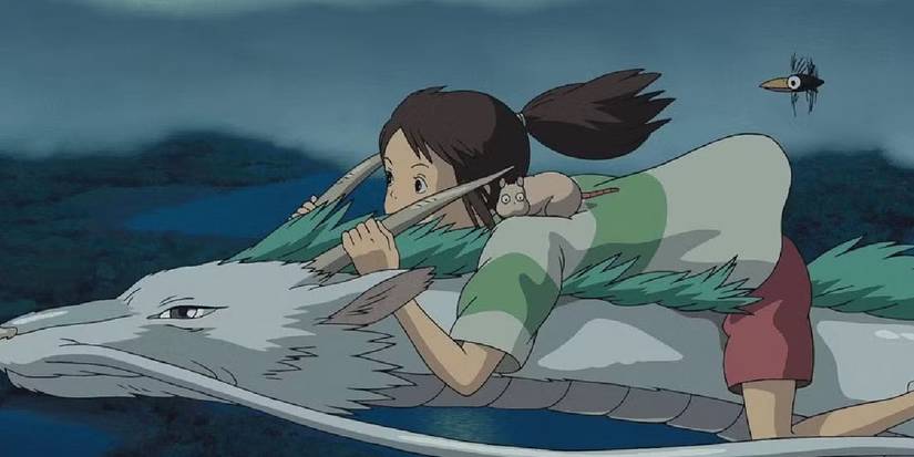 Chihiro and Dragon Haku in Spirited Away