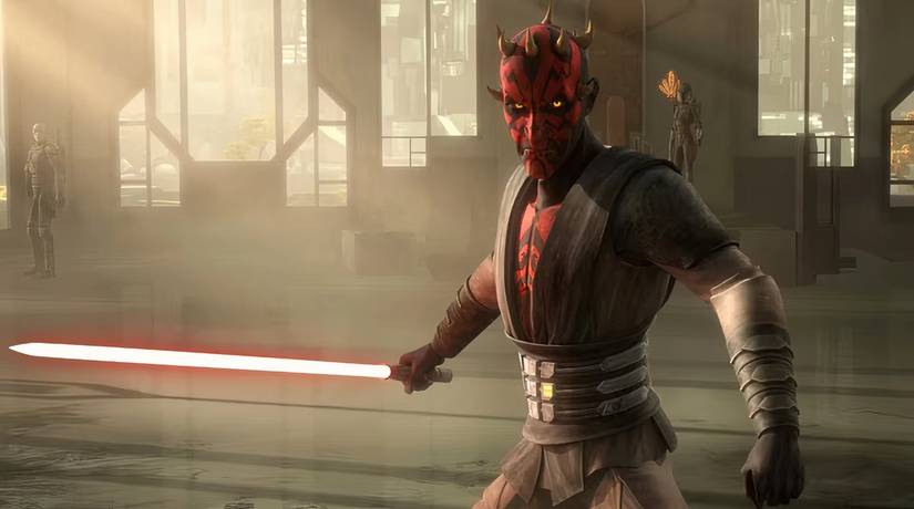 Darth Maul prepares to duel Obi-Wan in The Clone Wars.