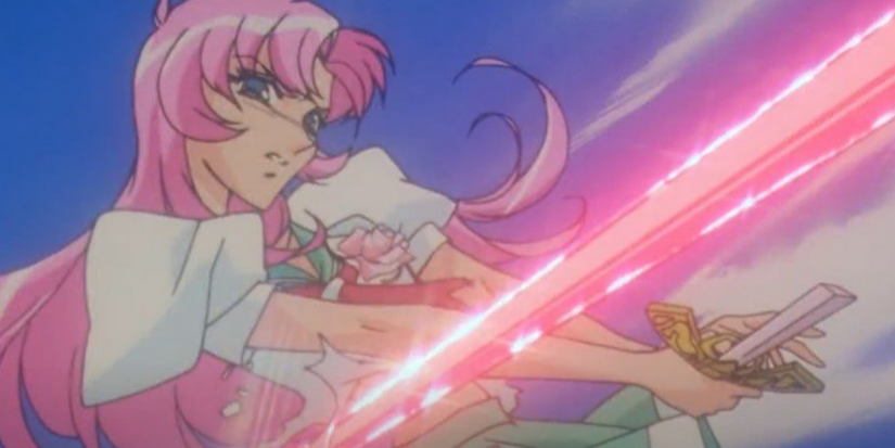 Utena swings a broken sword in the Revolutionary Girl Utena anime