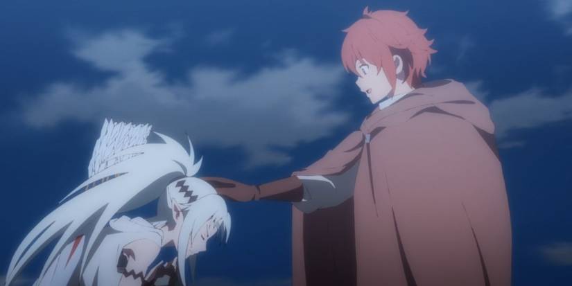 William sets his hand on Meneldor's head as Meneldor kneels before him in The Faraway Paladin(1)
