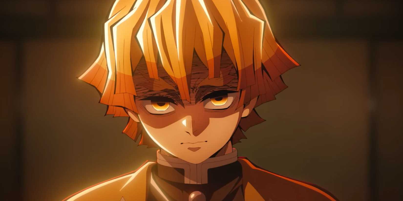 Zenitsu stares ahead coldly in Demon Slayer: Infinity Castle movie