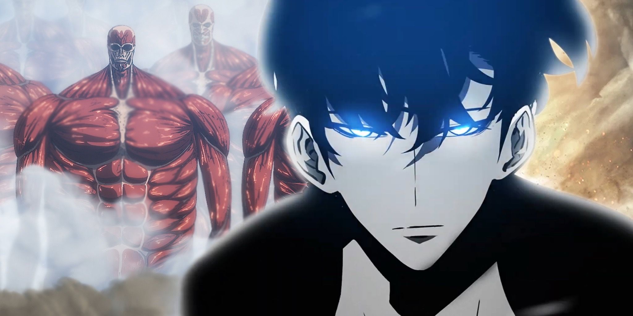 Sung Jinwoo from Solo Leveling commands the Rumbling in Attack on Titan