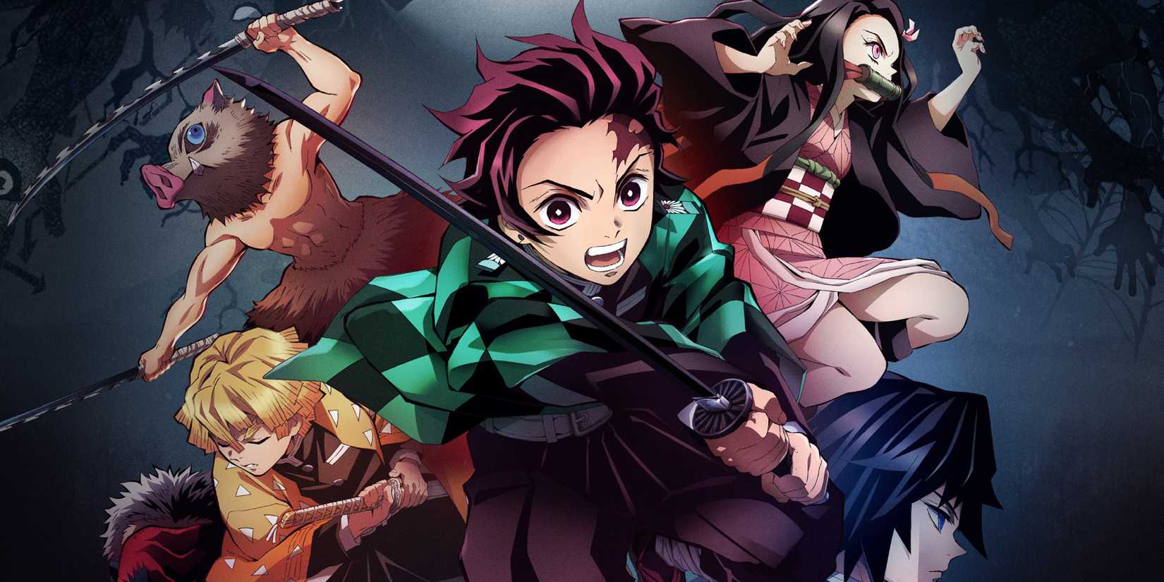 The Basic Trio of Demon Slayer Anime with Nezuko and Giyu