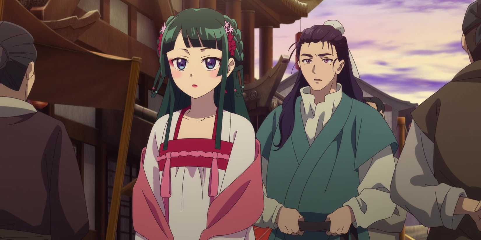 Maomao et Jinshi se rendent en ville déguisés dans The Apothecary Diaries