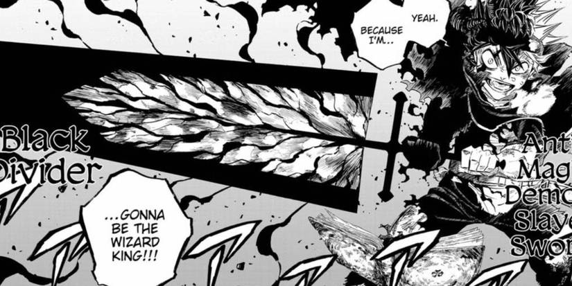 Black Clover's Asta happily reveals his Black Divider technique.