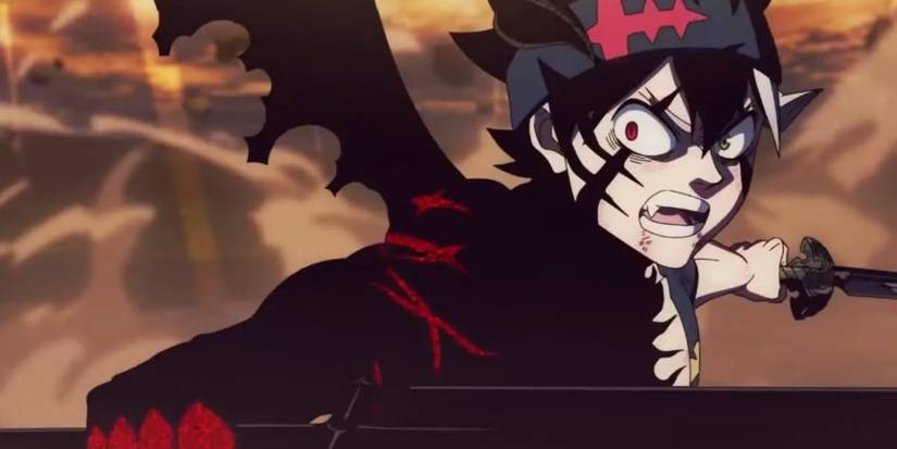 Black Asta holds the Demon Killer and Demon Dweller swords in Black Clover