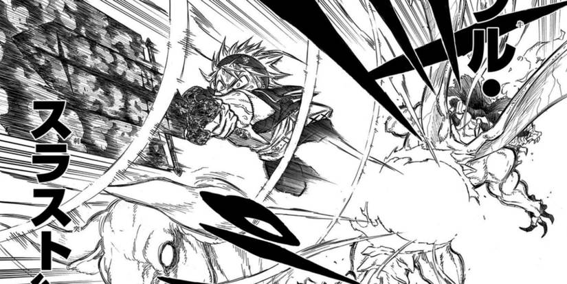 Asta breaks through Salamander with Bull Thrust in the Black Clover manga