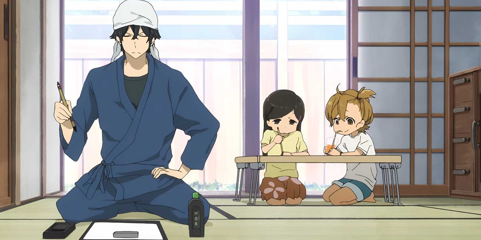 Handa writes while Naru and Hina perform in Barakamon (1) (1)