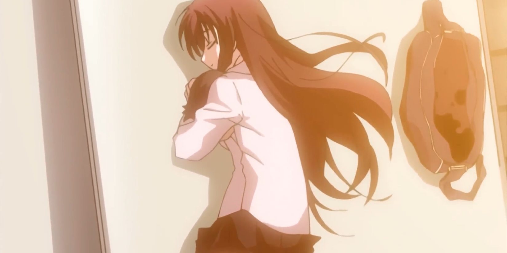 School Days ending - cuddling with head