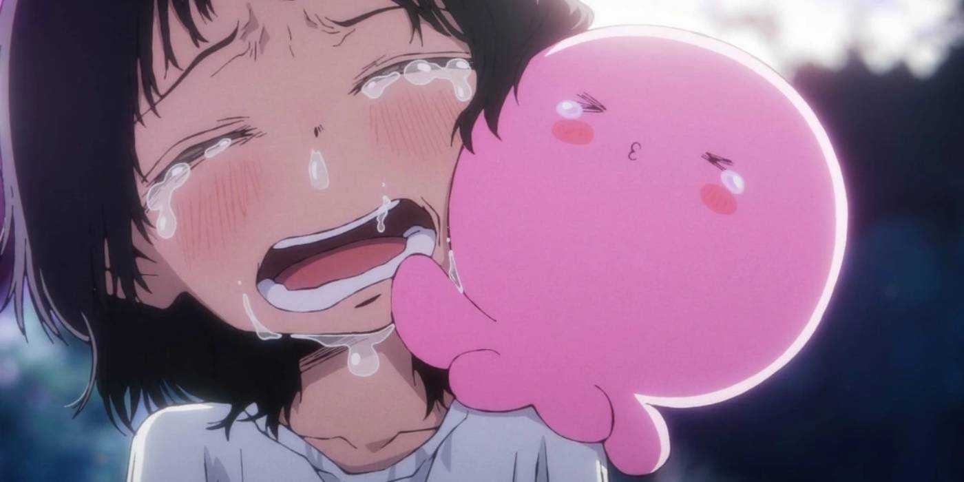 Shizuka và Takopi khóc trong tập cuối của Takopi's Original Sin