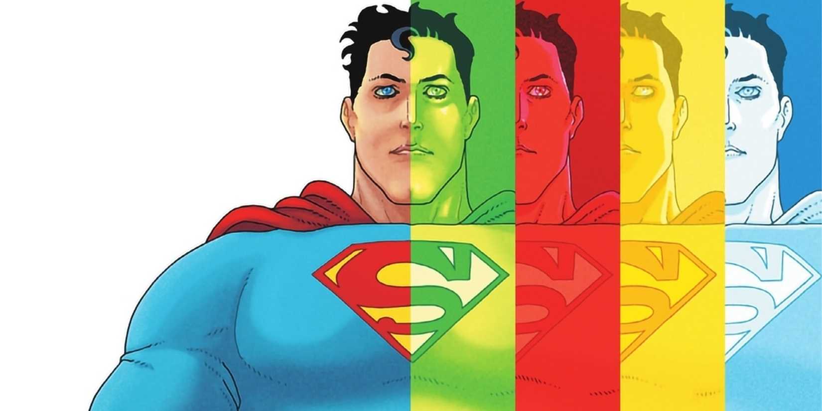 Superman seen through different colored lenses