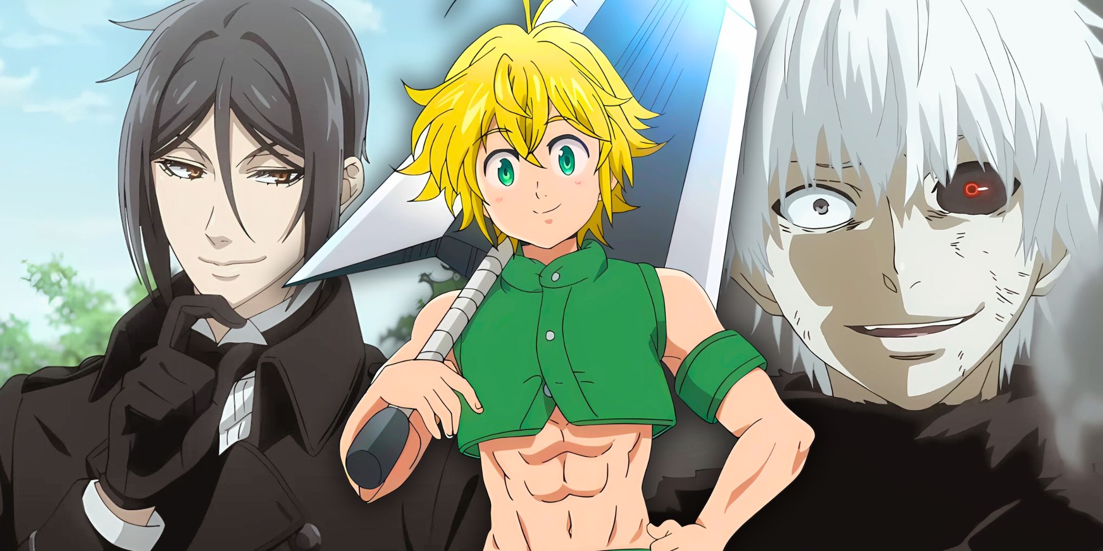 A collage featuring Black Butler, Tokyo Ghoul and The Seven Deadly Sins