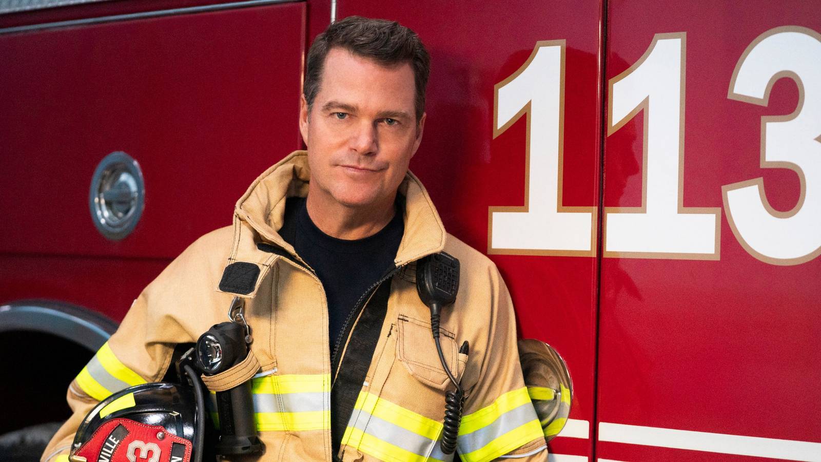 Captain Don Hart (Chris O'Donell) in firefighting gear in 9-1-1: Nashville.
