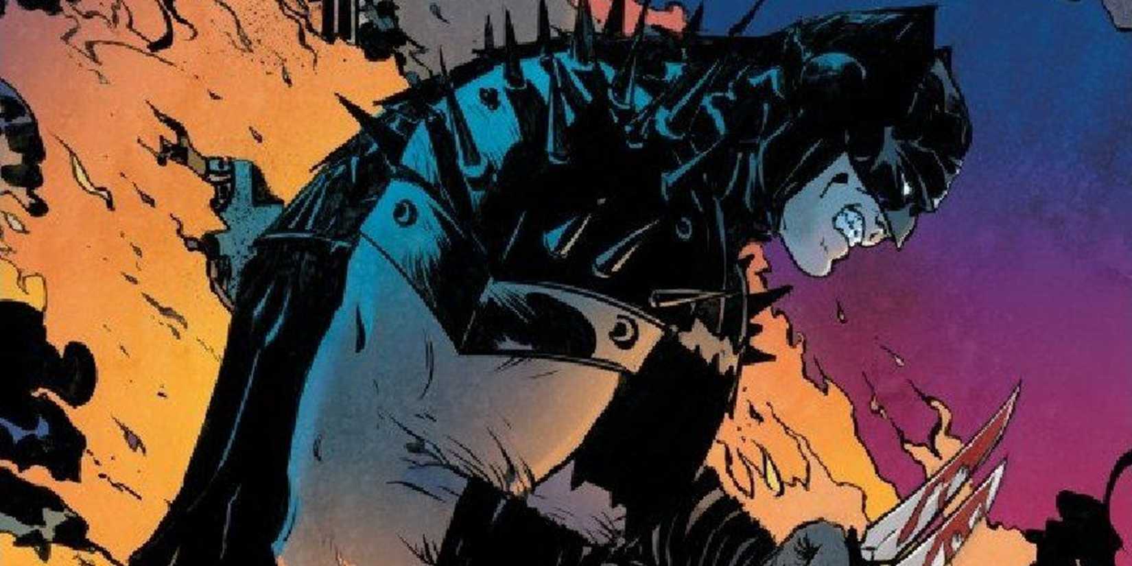 Batman walks towards an enemy
