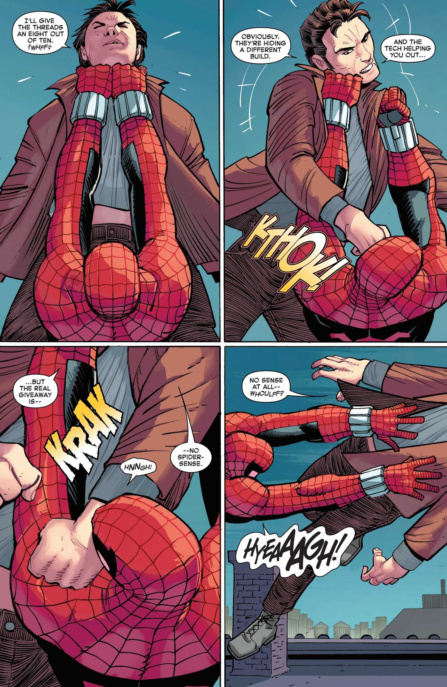 "Peter" and "Spider-Man" Fight
